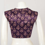 Purple Handcrafted Printed Mashru Blouse - Avishya