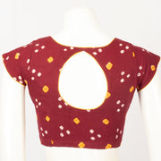 Maroon Handcrafted Bandhani Cotton Blouse  - Avishya
