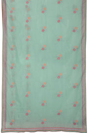 Blue Hand Embroidered Chinon Silk Saree - Avishya