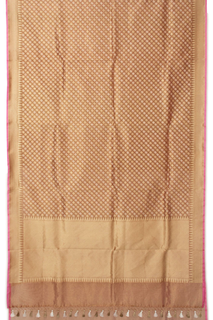 French Rose Banarasi Pure Tissue Silk Saree - Avishya