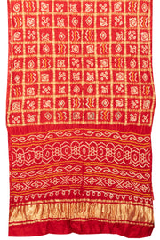 Red Handcrafted Bandhani Gajji Silk Saree - Avishya