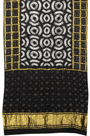 Black Handcrafted Gharchola Bandhani Modal Silk Saree 10075725