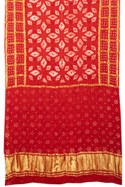 Red Handcrafted Gharchola Bandhani Modal Silk Saree 10075726