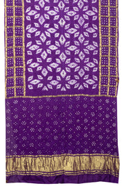 Purple Handwoven Gharchola Bandhani Modal Silk Saree 10075723