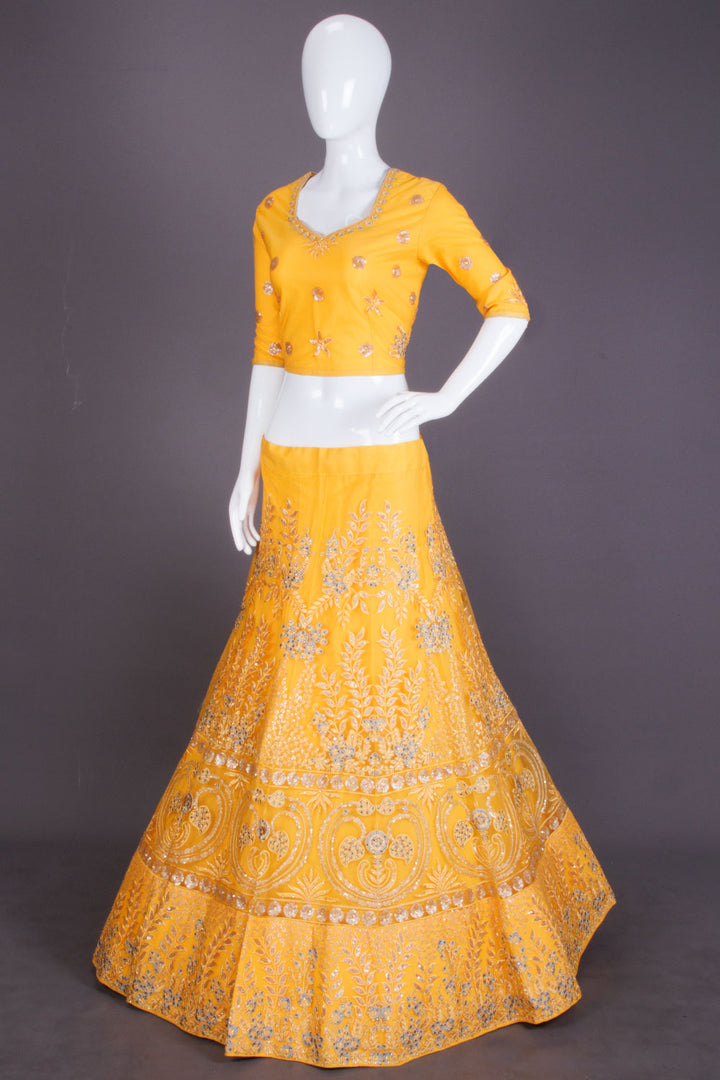 Yellow Net Silk Embroidered Lehenga 10066164 - Avishya