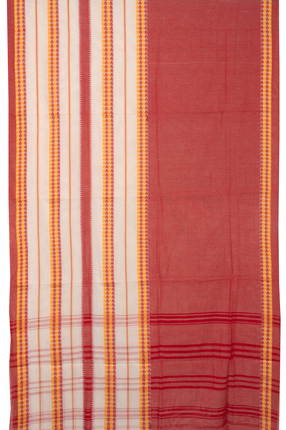 White Handloom Dhaniakhali Cotton Saree - Avishya