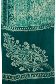 Green Batik Printed Muslin Silk saree - Avishya