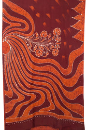 Maroon Batik Printed Muslin Silk saree - Avishya