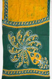 Yellow Batik Muslin Silk Saree - Avishya