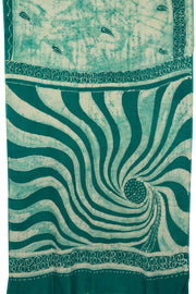 Green Batik Printed Muslin Silk Saree - Avishya