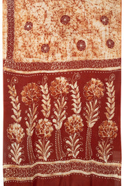 Maroon Batik Printed Muslin Silk Saree - Avishya