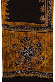 Black Batik Printed Muslin Silk Saree - Avishya