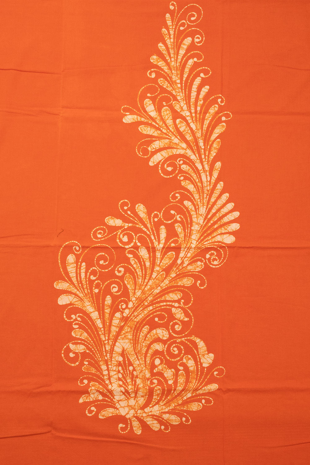 Orange Batik Cotton 3-Piece Salwar Suit Material - Avishya
