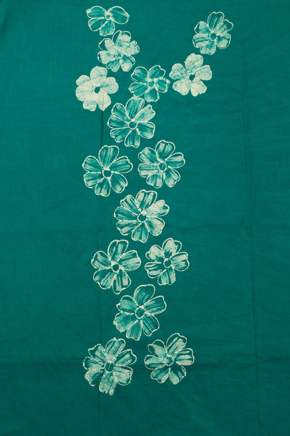 Teal Green Batik Printed Cotton 3-Piece Salwar Suit Material - Avishya