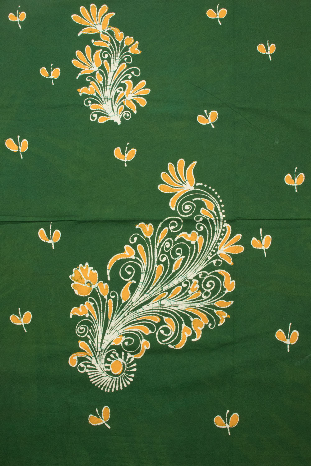 Green Batik Printed Cotton 3-Piece Salwar Suit Material - AvishyaGreen Batik Cotton 3-Piece Salwar Suit Material - Avishya
