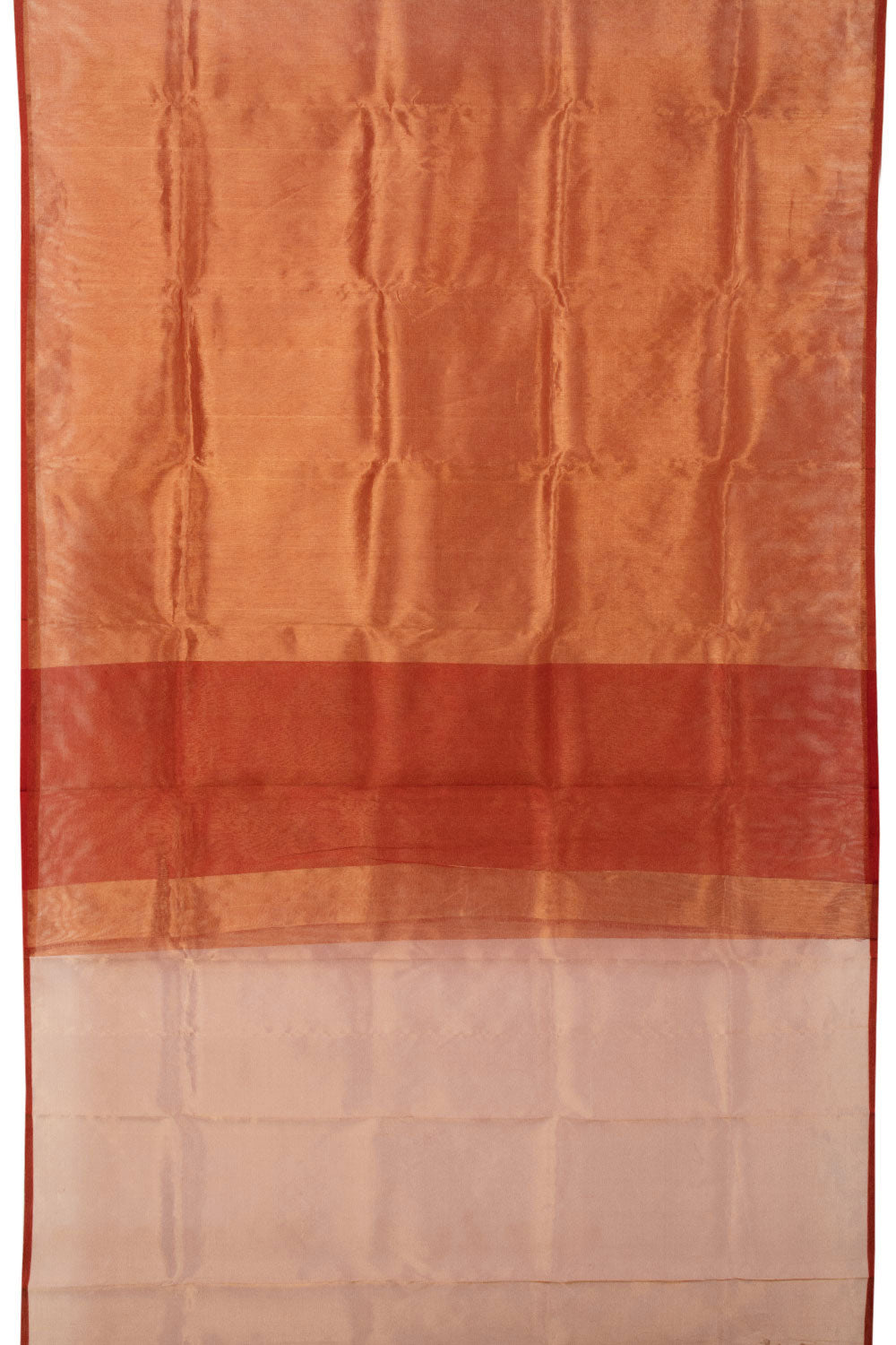 Dual Shade Copper Brown Handloom Chanderi Silk Cotton Saree - Avishya