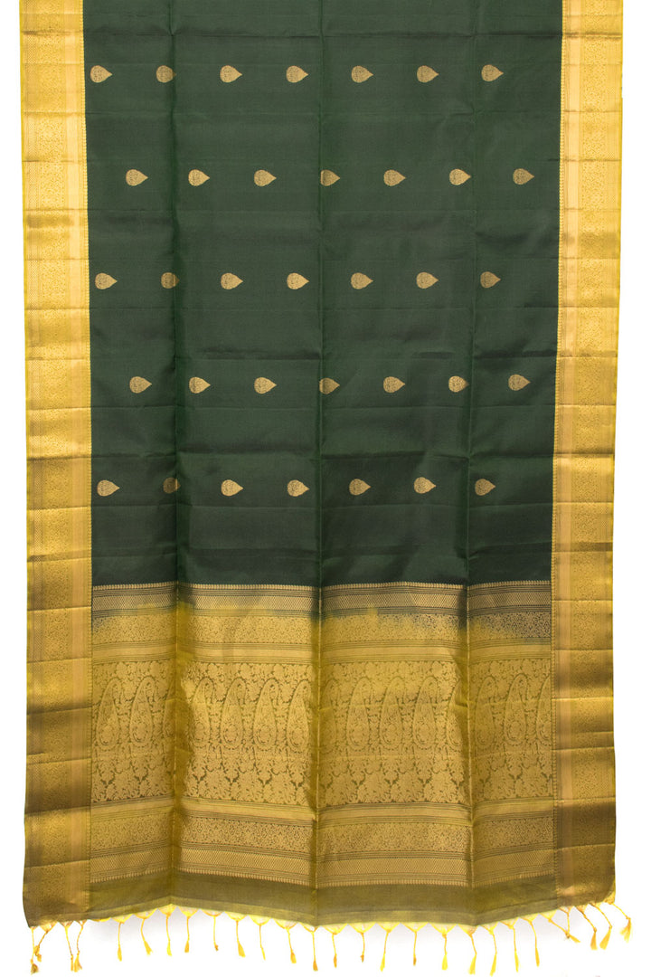 Forest Green Handloom Kanjivaram Soft Silk Saree - Avishya