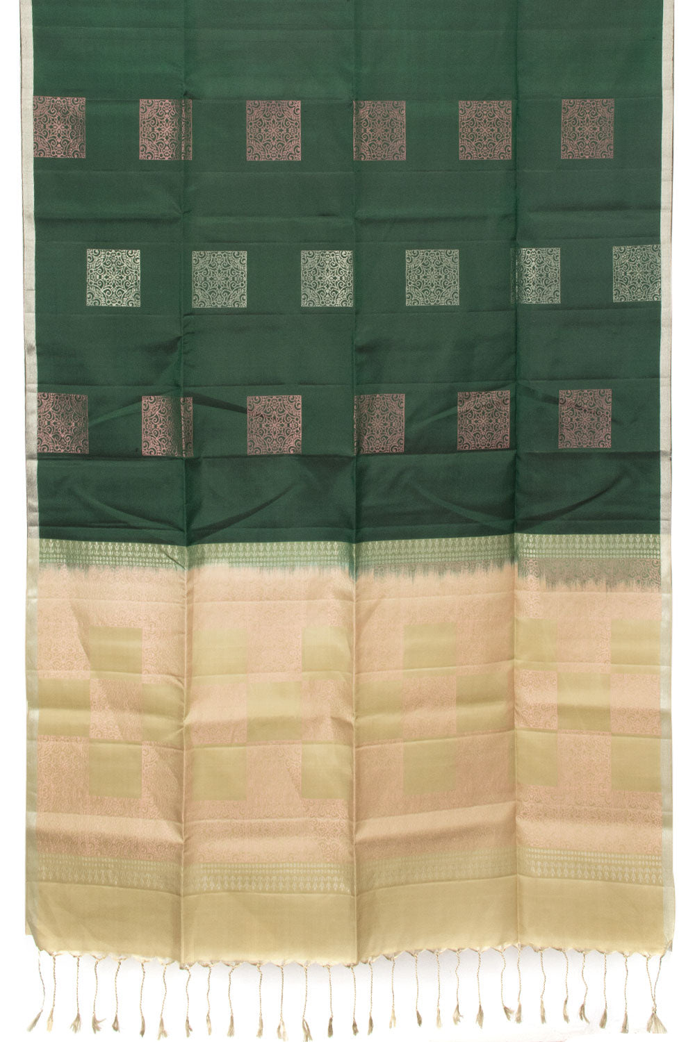 Bottle Green Handloom Kanjivaram Soft Silk Saree - Avishya