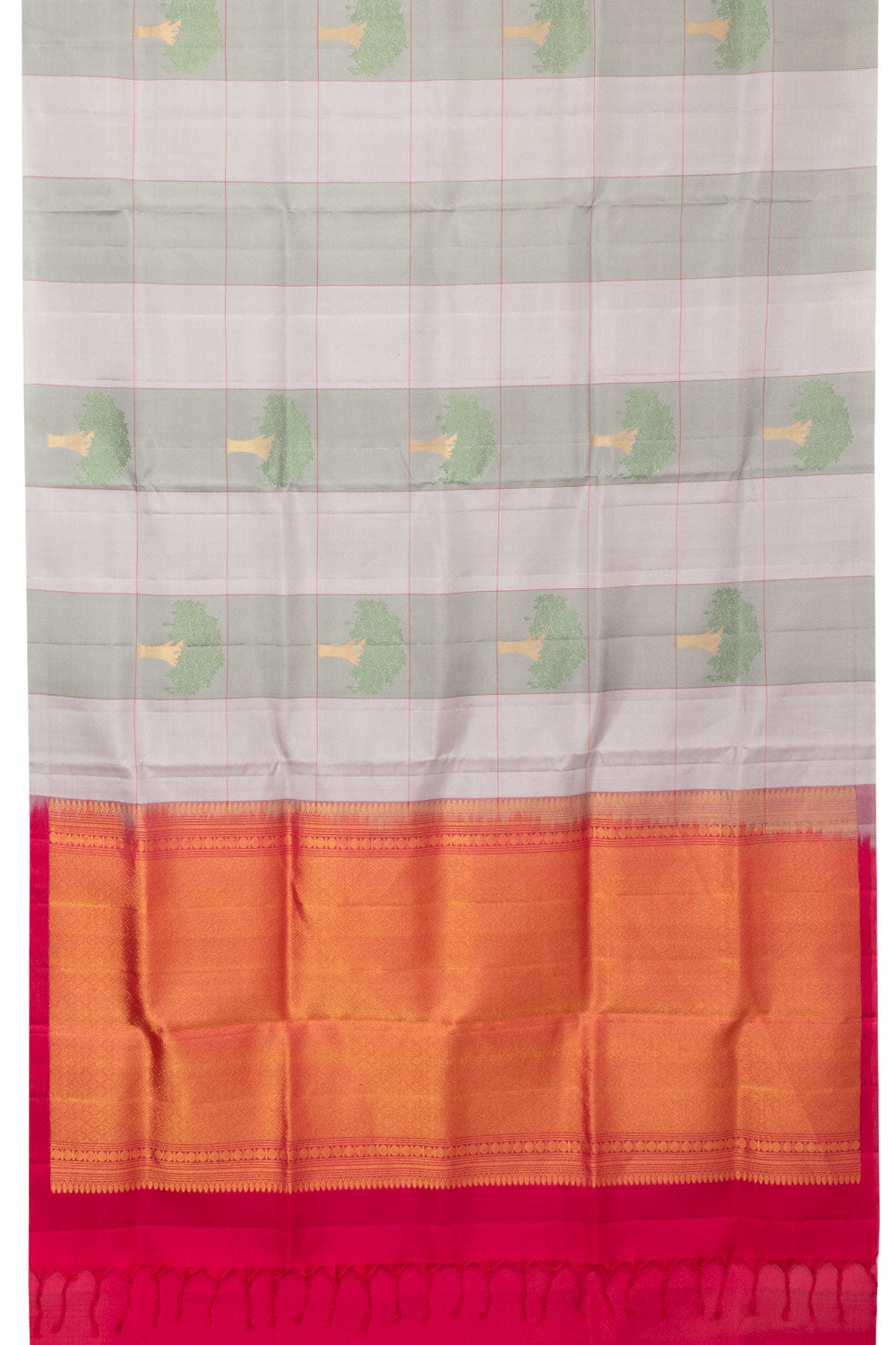 Grey Handloom Kanjivaram Soft Silk Saree  - Avishya