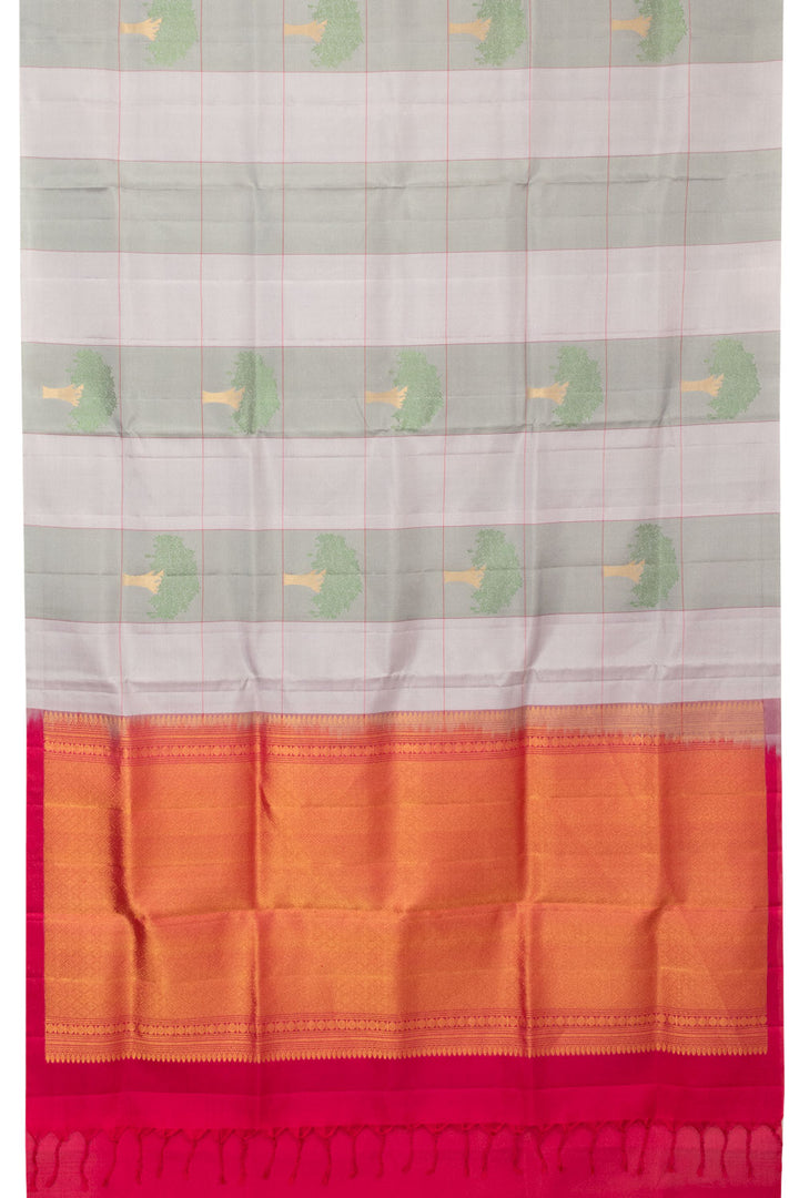 Grey Handloom Kanjivaram Soft Silk Saree  - Avishya
