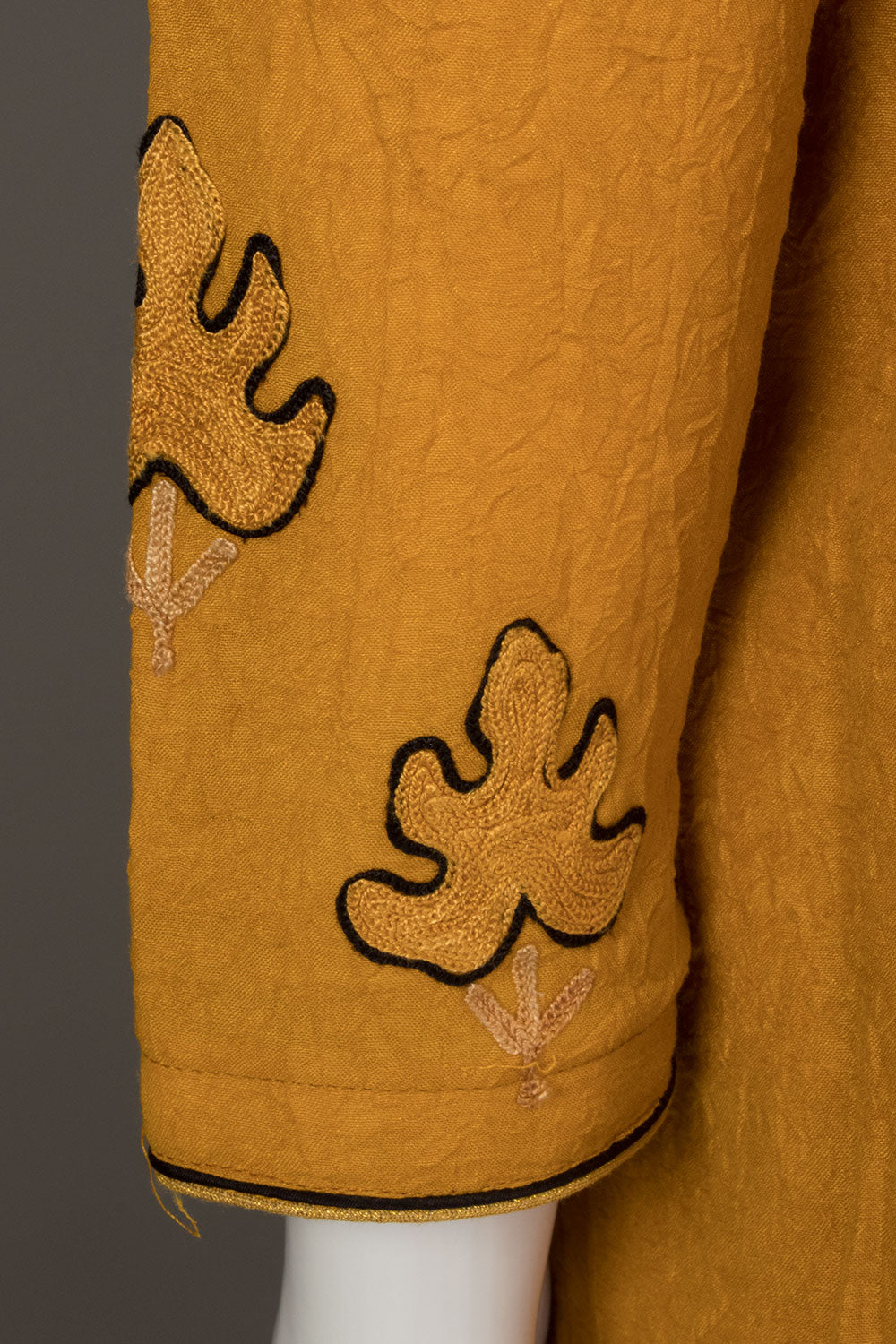 Yellow Hand Embroidered Tussar Cotton Printed Kurta - Avishya