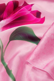 Pink Digital Printed Charmeuse Silk Saree - Avishya