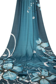 Blue Digital Printed Charmeuse Silk Saree - Avishya