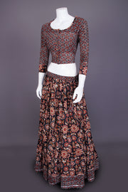 Black Hand Block Printed Chaniya Choli-Avishya