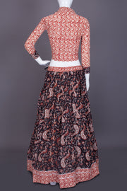 Red & Black Hand Block Printed Chaniya Choli 10066329