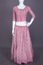 Cadillac Pink Hand Block Printed Chaniya Choli -Avishya