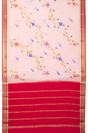 Baby Pink Hand Painted Mysore Crepe Silk Saree - Avishya
