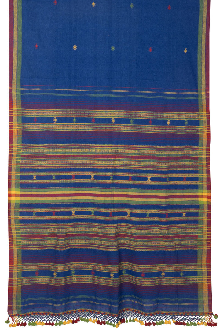Blue Handloom Bhujodi Linen Saree - Avishya