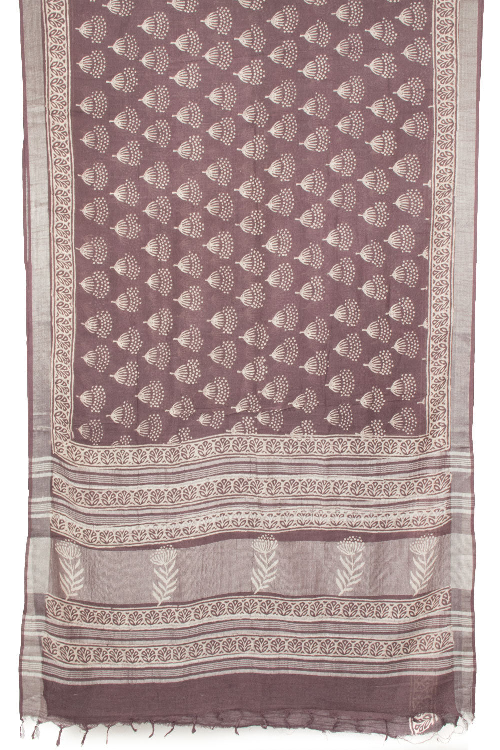 Brown Printed Linen Saree - Avishya