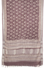 Brown Printed Linen Saree - Avishya