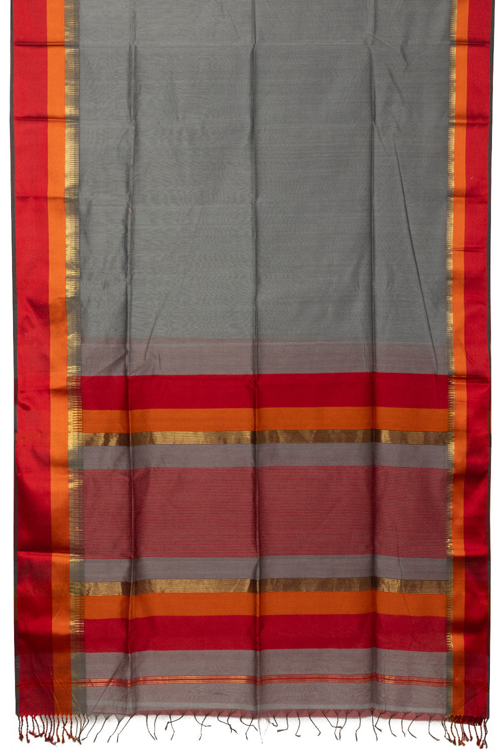 Grey Handloom Maheswari Silk Cotton Saree -Avishya