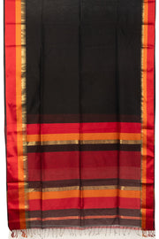 Black Handloom Maheswari Silk Cotton Saree - Avishya