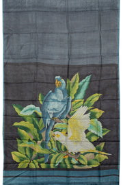 Grey Hand painted Tussar silk saree - Avishya
