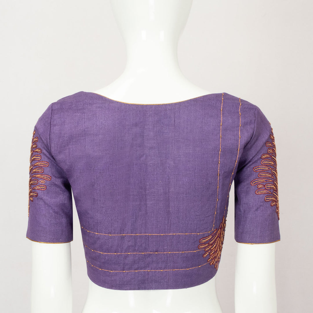 Purple Embroidered Tussar Silk Blouse - Avishya