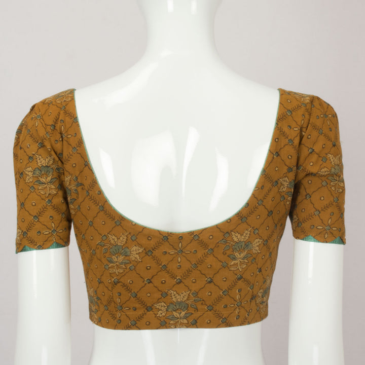 Brown Printed Cotton Blouse- Avishya