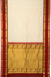 Off White Handloom Kanjivaram Silk Saree - Avishya