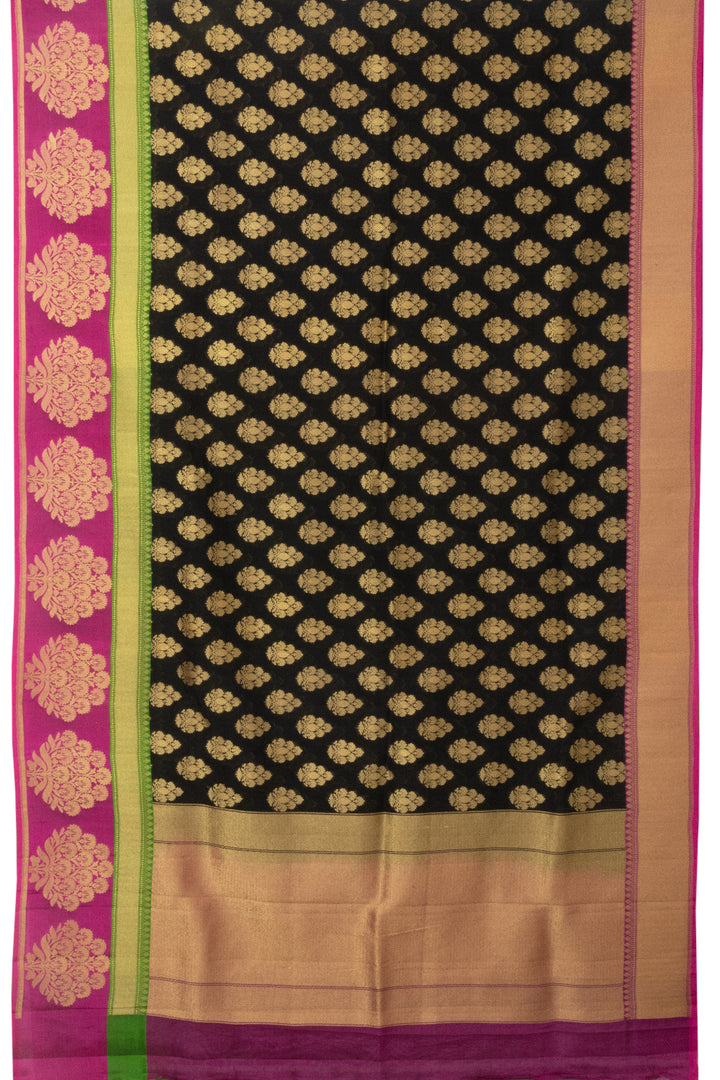Black Handloom Banarasi Katan Silk Saree - Avishya