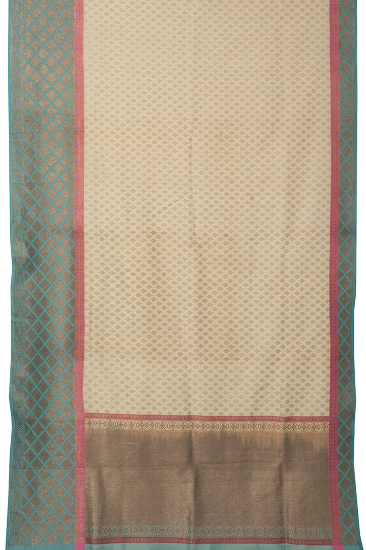 Off White Handloom Banarasi Katan Silk Saree - Avishya