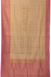Cream Handloom Banarasi Katan Silk Saree - Avishya