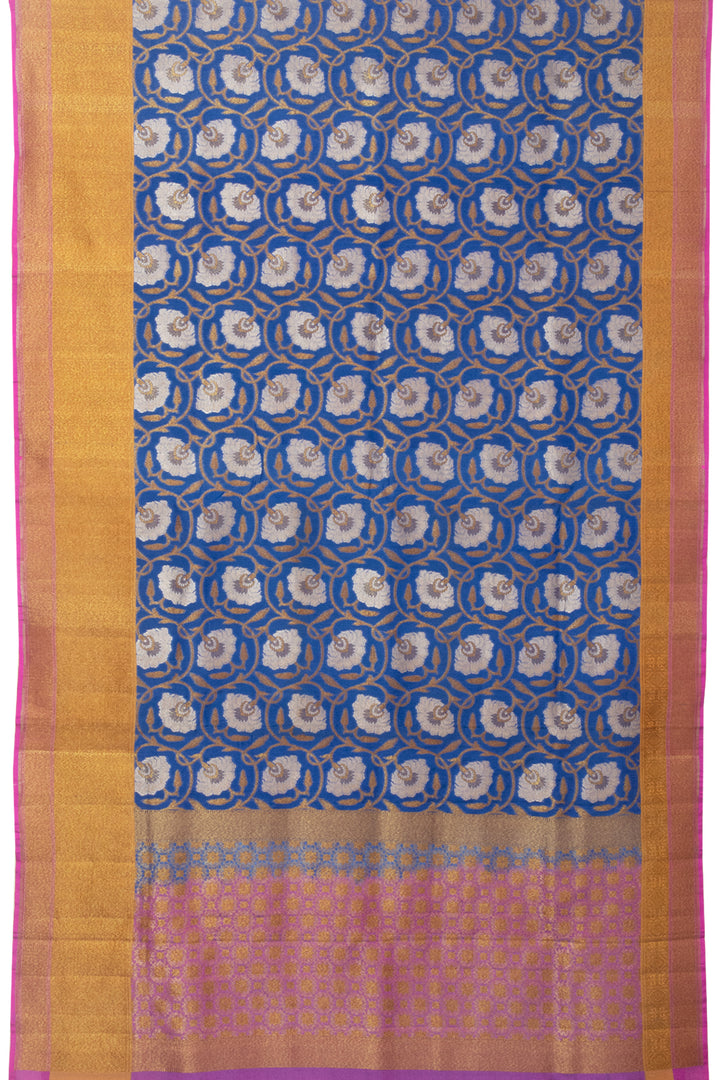 Cobalt Blue Handloom Banarasi Katan Silk Saree- Avishya