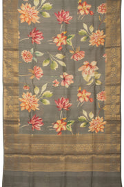 Grey Handloom Banarasi Tussar Silk Saree - Avishya