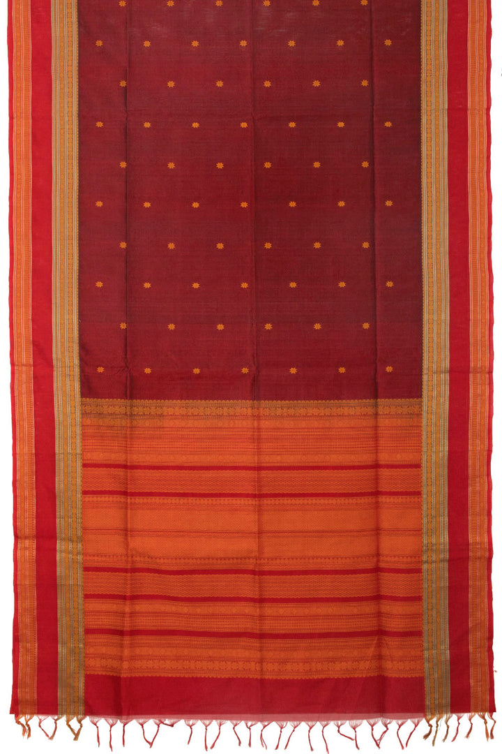 Maroon Handloom Kanchi Silk Cotton Saree - Avishya