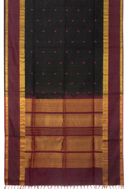 Black Handloom Kanchi Silk Cotton Saree - Avishya