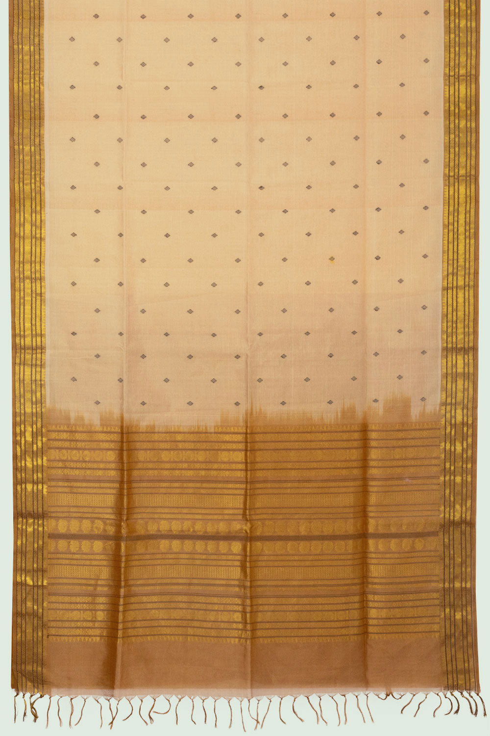 Off white Handloom Kanchi Silk Cotton Saree - Avishya