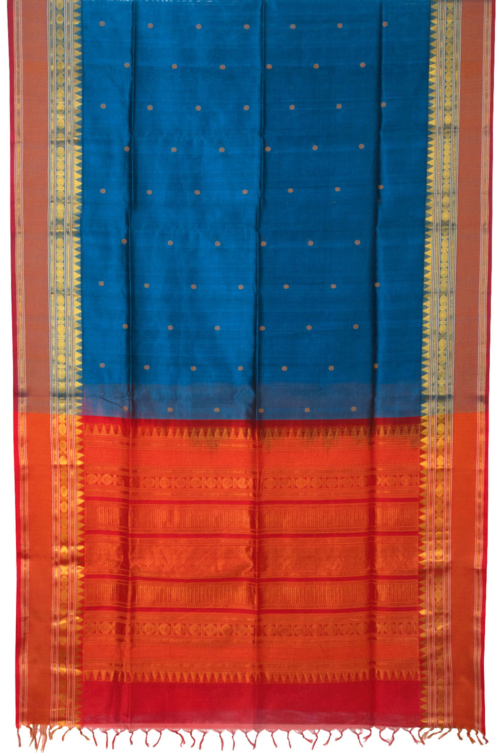 Blue Handloom Kanchi Silk Cotton Saree - Avishya