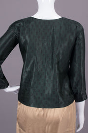 Dark Green Handcrafted Bagh Printed Modal Short Top - Avishya